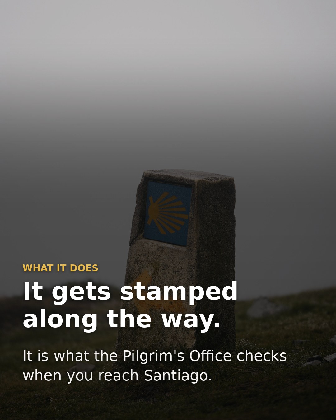 It gets stamped along the way, and it is what the Pilgrim's Office checks when you reach Santiago.
