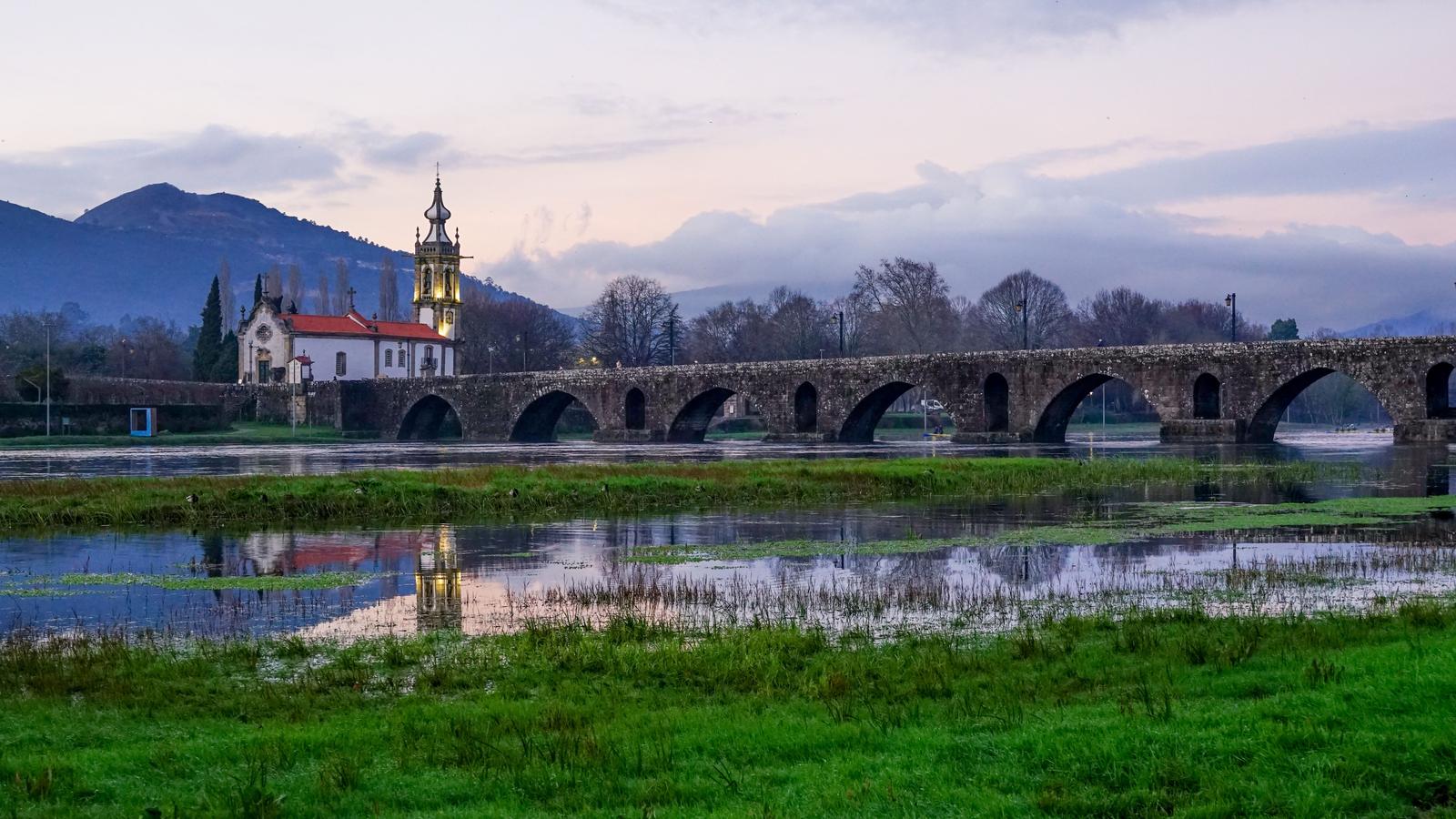 The medieval bridge at Ponte de Lima on the Camino Português